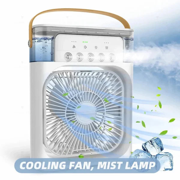 3 In 1 Mini Portable USB AC Fan Humidifier & LED Water Lamp